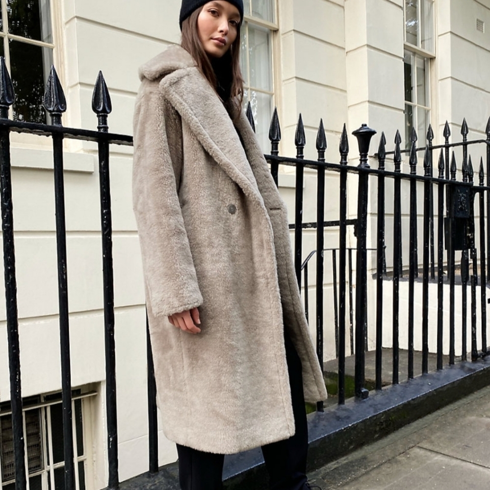 NWT Aritzia Babaton The Teddy Coat in Ash Taupe